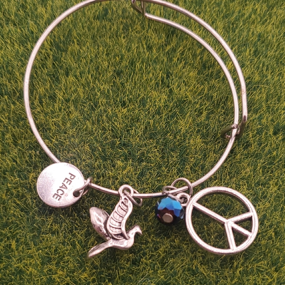 Silver Tone Peace Charm Bracelet B3404